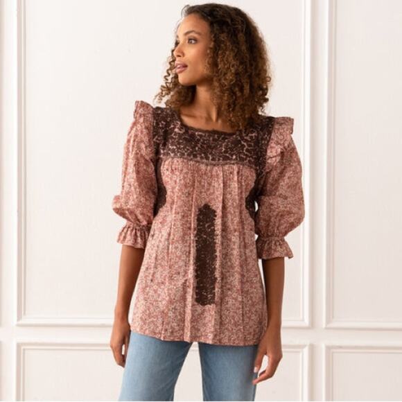 Mi Golondrina Tops - Mi Golondrina Fernanda Floral Rosas Top